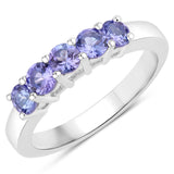 0.95 Carat Genuine Tanzanite .925 Sterling Silver Ring