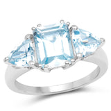 4.00 ct Genuine Blue Topaz .925 Sterling Silver Ring for women