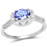 0.78 Carat Genuine Tanzanite & White Topaz .925 Sterling Silver Ring