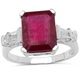 4.30 ct.. t.w. Glass Filled Ruby and White Topaz Ring in Sterling Silver
