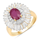 3.75 Carat Genuine Ruby and White Topaz .925 Sterling Silver Ring