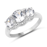 2.09 Carat Genuine Crystal Quartz & White Topaz .925 Sterling Silver Ring