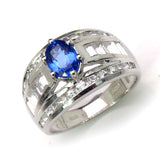 2.68 Carat Genuine Tanzanite and White Topaz .925 Sterling Silver Ring