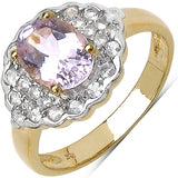 1.70 Carat Genuine Kunzite & White Cubic Zircon 10K Yellow Gold Ring
