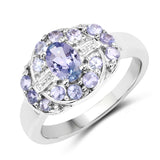 0.91 Carat Genuine Tanzanite .925 Sterling Silver Ring