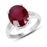 5.32 Carat Glass Filled Ruby And White Zircon .925 Sterling Silver Ring