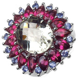 4.13 Carat Green Amethyst Ring with 4.27 ct.. t.w. Multi-Gems in Sterling Silver