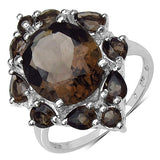 6.03 Carat Genuine Smoky Quartz .925 Sterling Silver Ring