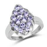 1.38 Carat Genuine Tanzanite .925 Sterling Silver Ring