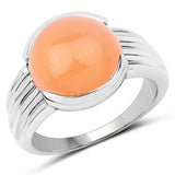 6.00 ct. Genuine Peach Moonstone .925 Sterling Silver Ring