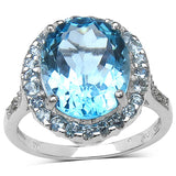 5.90 ct.. t.w. Blue Topaz and White Topaz Ring in Sterling Silver