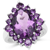 6.22 Carat Genuine Amethyst .925 Sterling Silver Ring