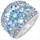 7.57 Carat Genuine Blue Topaz .925 Sterling Silver Ring