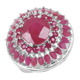 8.13 Carat Genuine Glass Filled Ruby & Ruby .925 Sterling Silver Ring