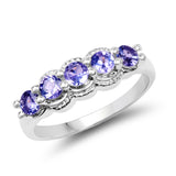 0.75 Carat Genuine Tanzanite .925 Sterling Silver Ring