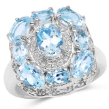 3.99 Carat Genuine Blue Topaz .925 Sterling Silver Ring