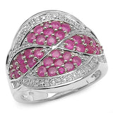 1.55 Carat Genuine Ruby & White Topaz .925 Sterling Silver Ring