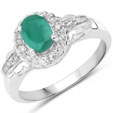 0.68 Carat Genuine Emerald & White Topaz .925 Sterling Silver Ring