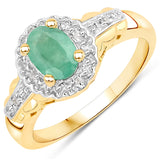 0.68 ct. Genuine Emerald and White Topaz .925 Sterling Silver Ring
