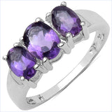 1.66 Carat Genuine Amethyst .925 Sterling Silver Ring