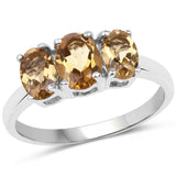 1.66 Carat Genuine Champagne Quartz .925 Sterling Silver Ring