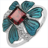 1.33 Carat Genuine Garnet & White Cubic Zirconia .925 Sterling Silver Ring