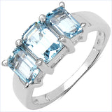 2.43 ct. Genuine Blue Topaz .925 Sterling Silver Ring
