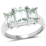 2.21 Carat Genuine Green Amethyst .925 Sterling Silver Ring