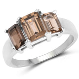 1.97 Carat Genuine Smoky Quartz .925 Sterling Silver Ring