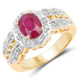 1.66 Carat Glass Filled Ruby and White Topaz .925 Sterling Silver Ring
