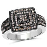 0.42 Carat Genuine Champagne Diamond .925 Sterling Silver Ring