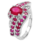 1.82 Carat Genuine Glass Filled Ruby & Ruby .925 Sterling Silver Ring