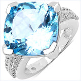 12.40 Carat Genuine Blue Topaz .925 Sterling Silver Ring