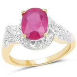 2.30 Carat Glass Filled Ruby .925 Sterling Silver Ring
