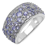 2.02 Carat Genuine Tanzanite & White Topaz .925 Sterling Silver Ring