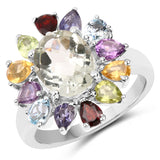 4.70 Carat Genuine Multi Stone .925 Sterling Silver Ring