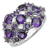 3.79 Carat Genuine Amethyst & White Cubic Zirconia .925 Sterling Silver Ring