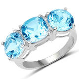 7.50 Carat Genuine Blue Topaz .925 Sterling Silver Ring