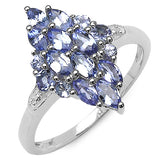 1.08 Carat Genuine Tanzanite .925 Sterling Silver Ring