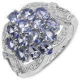2.38 Carat Genuine Tanzanite .925 Sterling Silver Ring