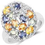2.94 Carat Genuine Multi Stone .925 Sterling Silver Ring