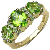 14K Yellow Gold Plated 2.46 Carat Genuine Peridot .925 Sterling Silver Ring