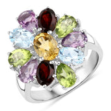 5.150 Carat Genuine Multi Stones .925 Sterling Silver Ring