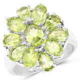 5.03 Carat Genuine Peridot .925 Sterling Silver Ring