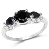 1.45 Carat Genuine Black Sapphire .925 Sterling Silver Ring