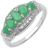 0.76 Carat Genuine Emerald .925 Sterling Silver Ring