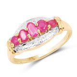 14K Yellow Gold Plated 0.93 Carat Genuine Ruby .925 Sterling Silver Ring