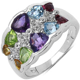 2.24 Carat Genuine Multi Stone .925 Sterling Silver Ring