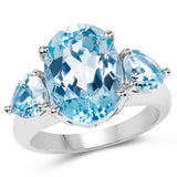 9.10 Carat Genuine Blue Topaz .925 Sterling Silver Ring