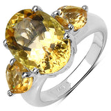 6.40 Carat Genuine Citrine .925 Sterling Silver Ring